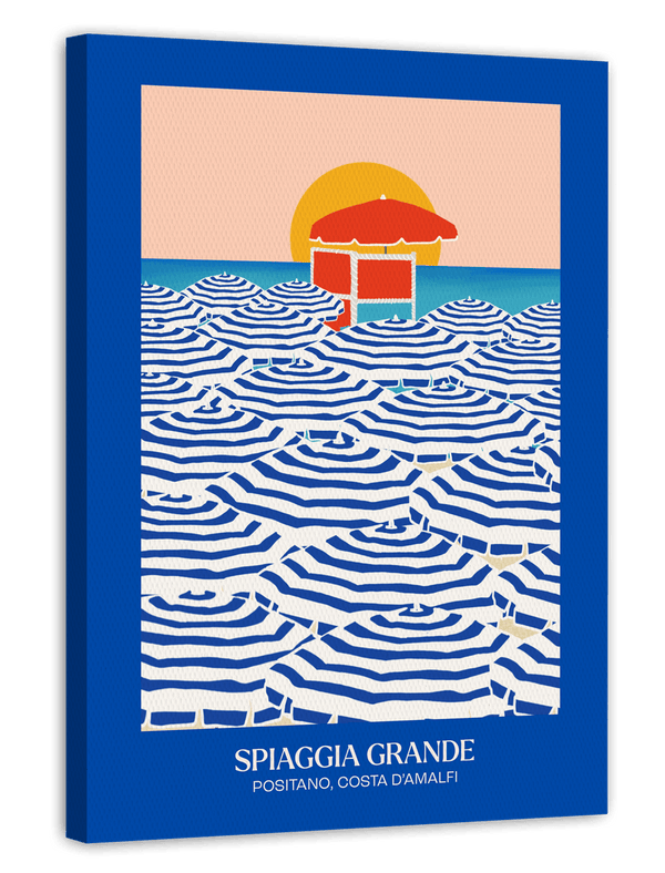 Amalfi Design - Blaue Sonnenschirme in Spiaggia Grande