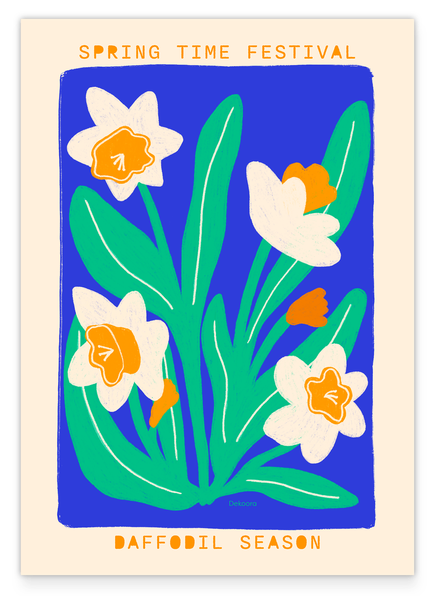 Daffodil Season in Blau - Abstrakte Frühlingsblumen