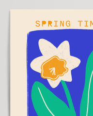 After Hover: Daffodil Season in Blue - Abstract Spring Flowers