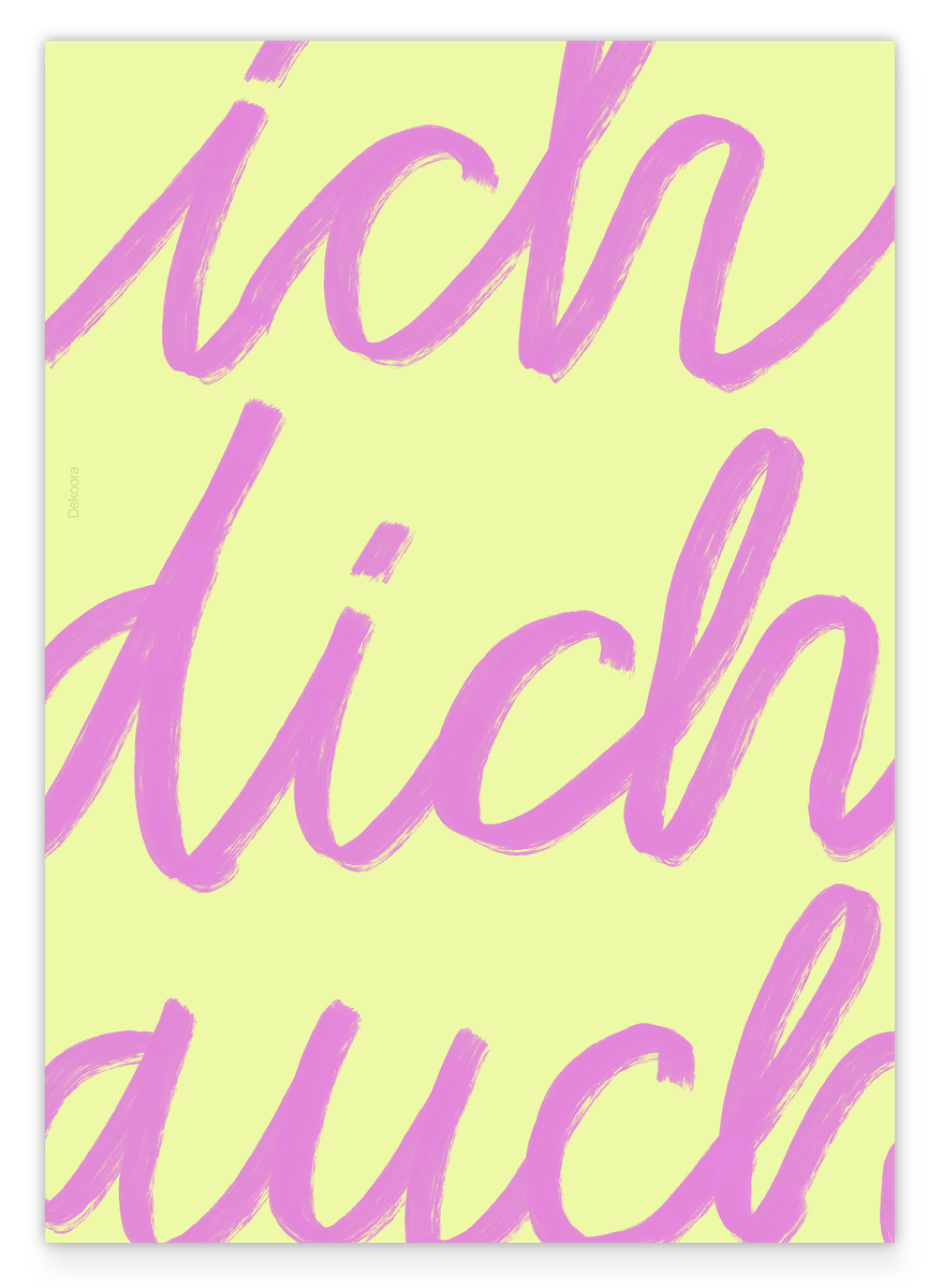 Ich dich auch  - Typografie Schriftzug in Gelb