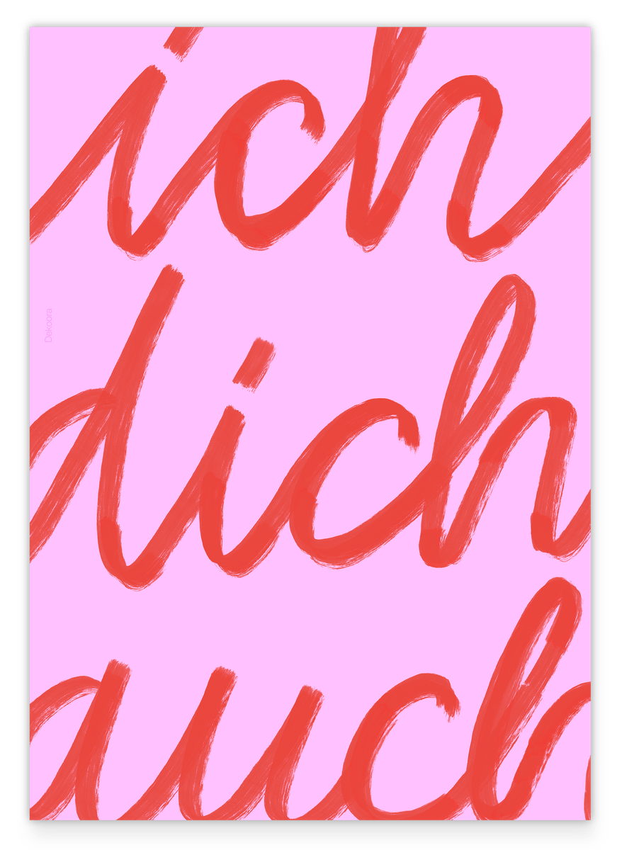 Liebe - Ich dich auch - Sprüche Typografie in Pink