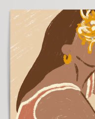 After Hover: The Wavy Dress - Modern Women's Illustration with Flower