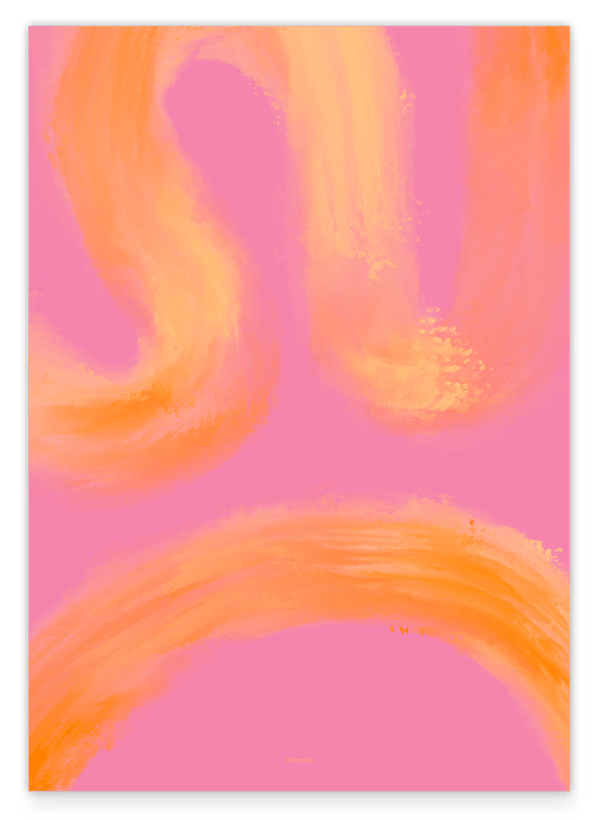Peachy Paths II - Abstrakte Linien in Orange und Pink