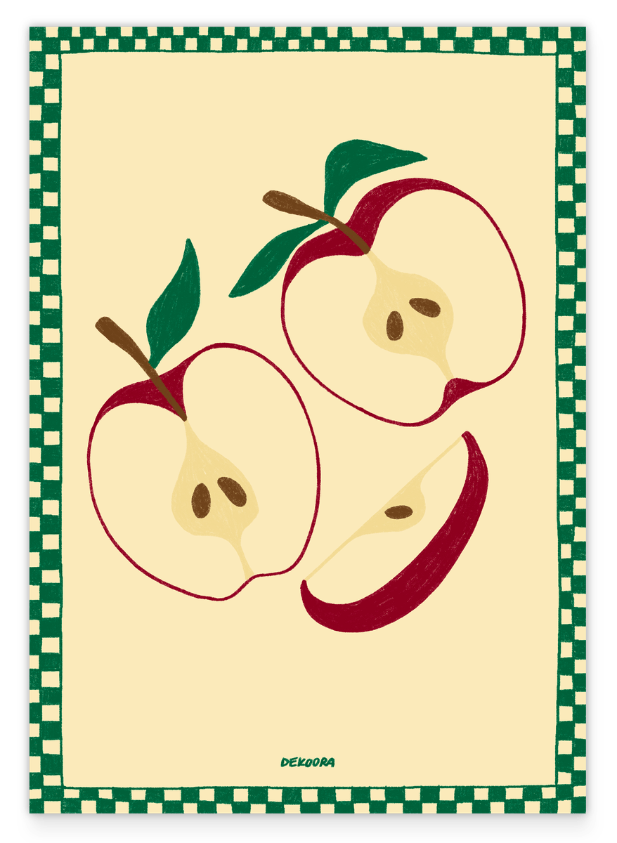 Apple Love - Illustration in Green and Red