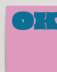 After Hover: "Okay Cool" slogan in pink and blue