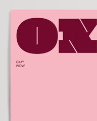 After Hover: "Okay Wow" phrase in dark red