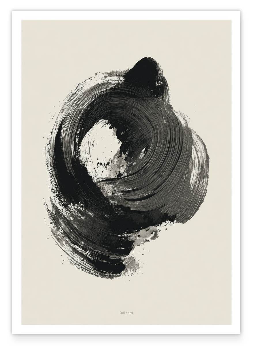 Black Brushpainting III - Abstrakte Kunst mit Kreis