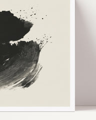After Hover: "Black Bliss" No. 1 - Abstract drawing in landscape format
