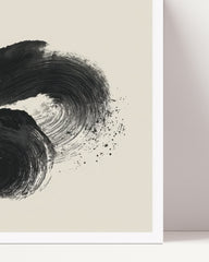 After Hover: "Black Bliss" No. 2 - Abstract drawing in landscape format