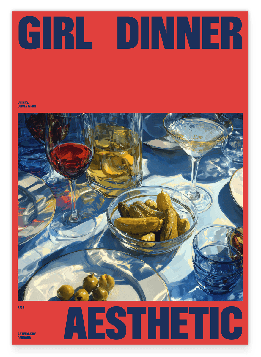 Girl Dinner Aesthetic - Food Illustration in Rot