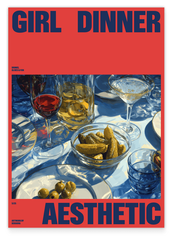 Girl Dinner Aesthetic - Food Illustration in Rot