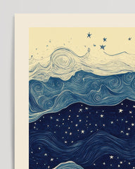 After Hover: Infinite Nightsky - Vintage-inspired wave drawing