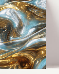 After Hover: Metallic Liquid No. 4 with Gold &amp; Light Blue - Landscape Format