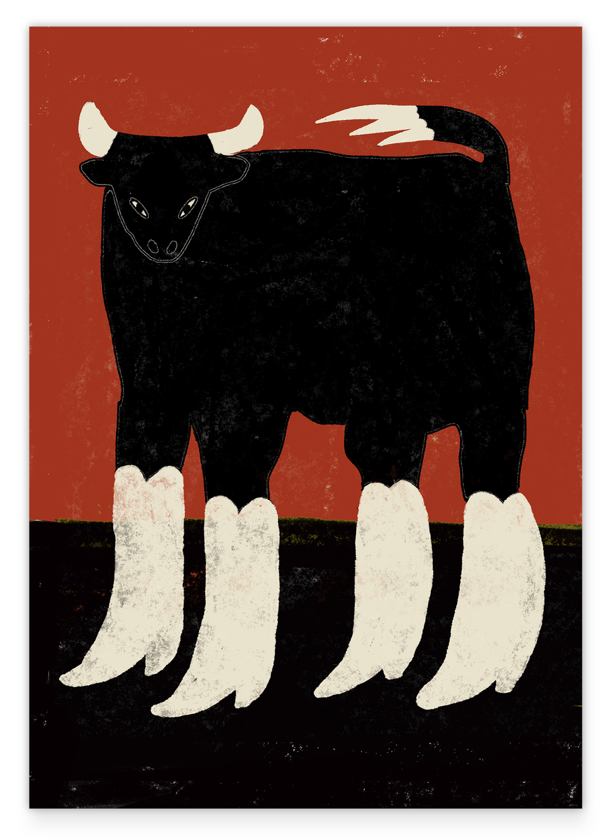 Cute Animals in Boots: Stier in weißen Stiefeln