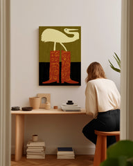 After Hover: Cute Birds in Boots: Storch in Cowboy-Stiefeln