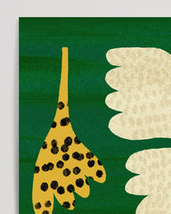 After Hover: Retro Birds: White Doves on Dark Green