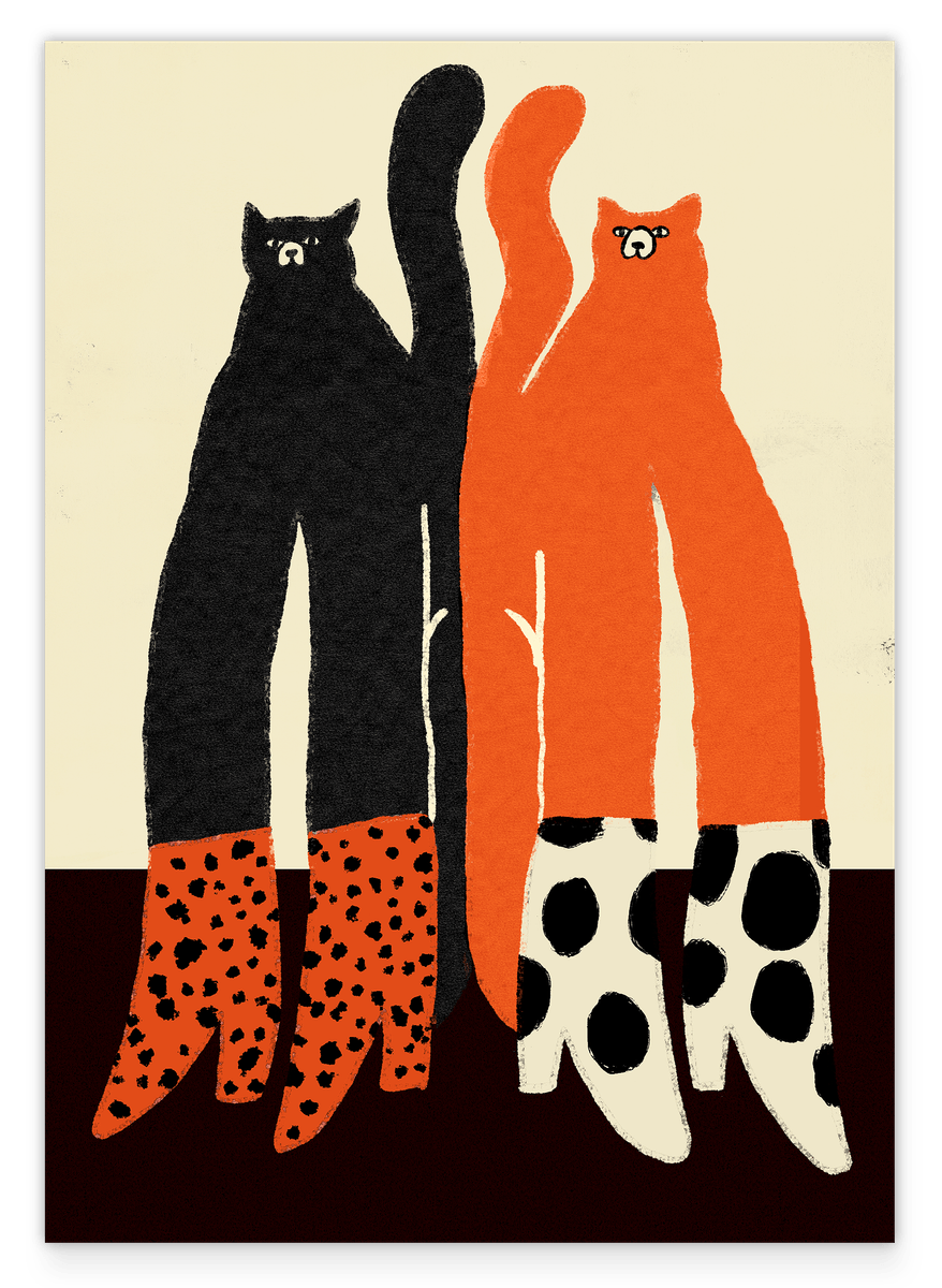 Cat Duo: Gestiefelte Kater in Polka Dots