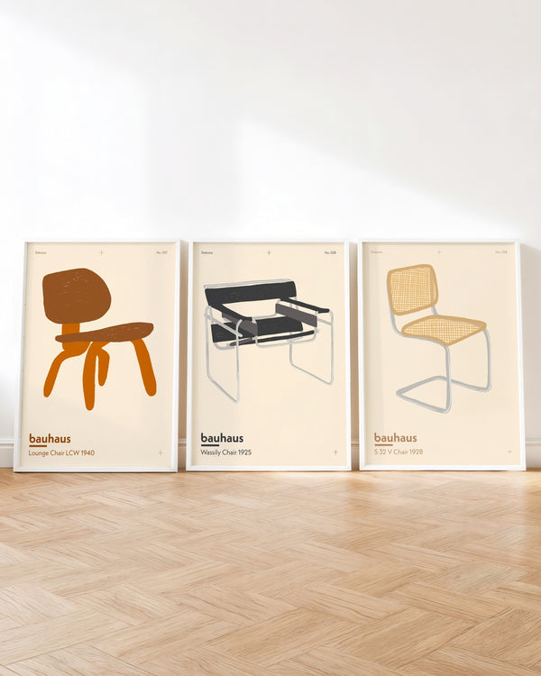 Set aus 3 Postern: Bauhaus Stühle