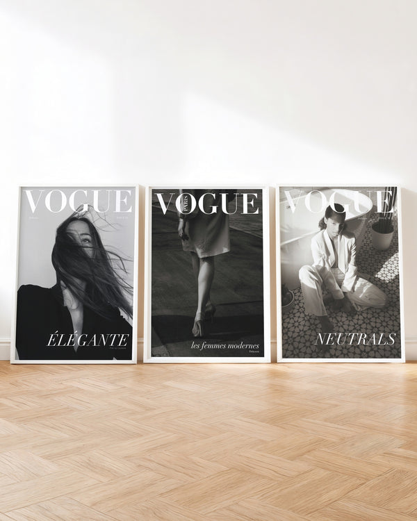 Set aus 3 Postern: Vogue Schwarz-Weiß