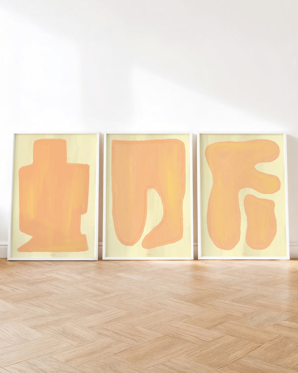 Set aus 3 Postern: Abstrakt "Pure Peach"