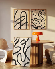 After Hover: Set aus 3 Postern: Abstrakte Linien in Schwarz & Beige