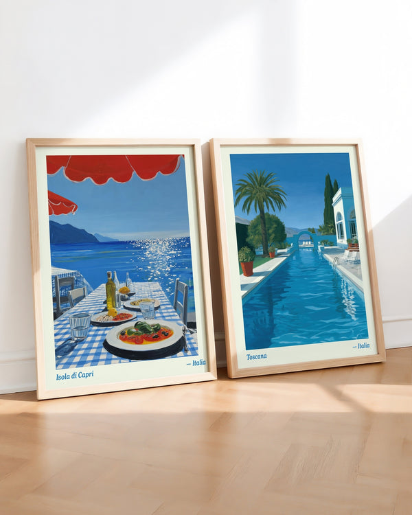 Set aus 2 Postern: Urlaub in Italien