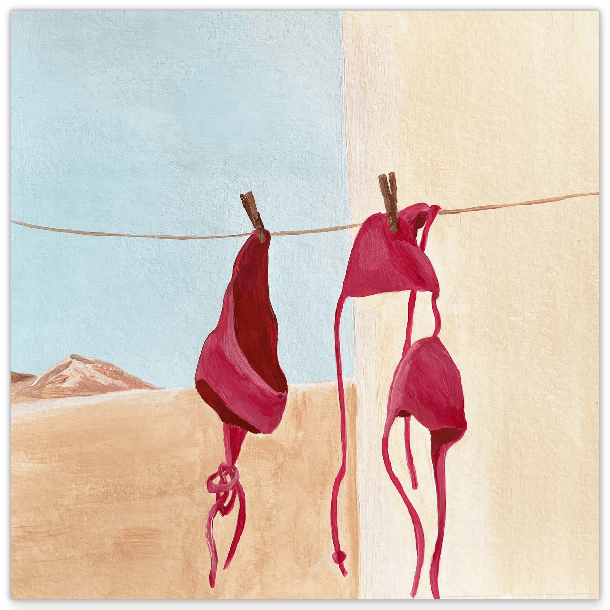 Pink Bikini: Wäscheleine im Urlaub