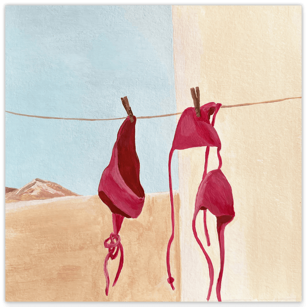 Pink Bikini: Wäscheleine im Urlaub
