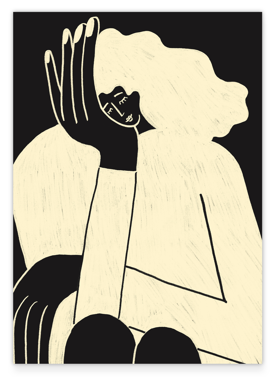 Calming Energy - Frauenportrait in Schwarz & Beige