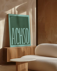 After Hover: ACHSO - Typografie in Eisminze & Tannengrün