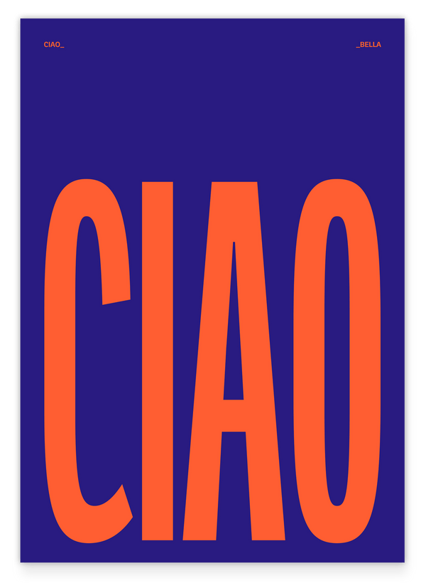 CIAO - Typografie Kobaltblau & Blutorange