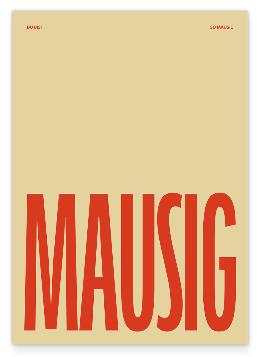 MAUSIG - Typografie in Rot & Sandbeige
