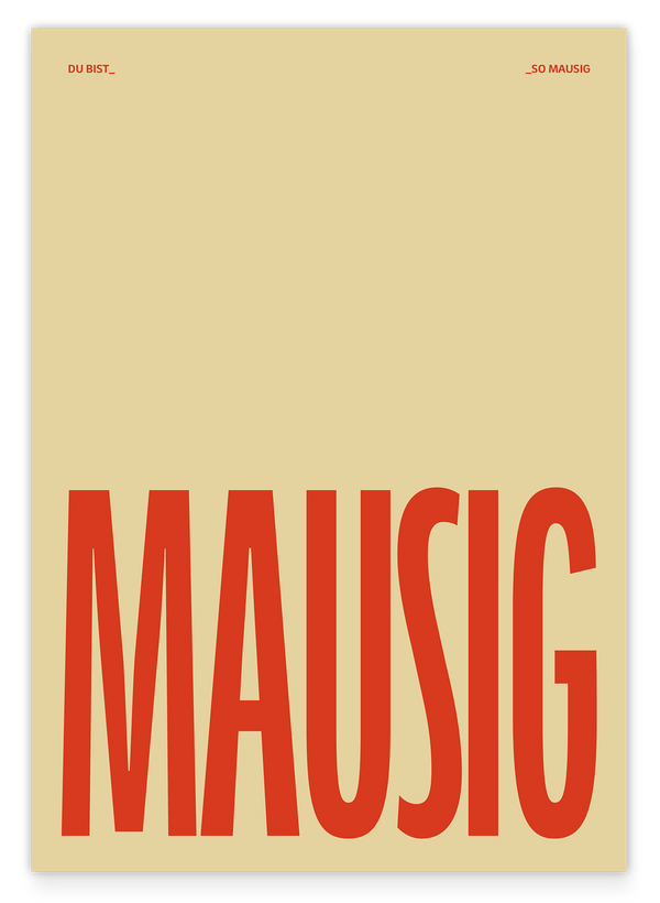 MAUSIG - Typografie in Rot & Sandbeige