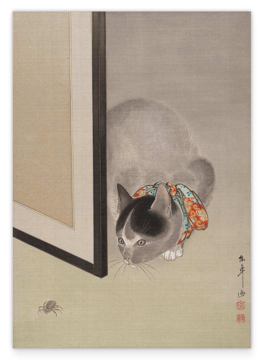 Ōide Tōkō - Katze beobachtet eine Spinne