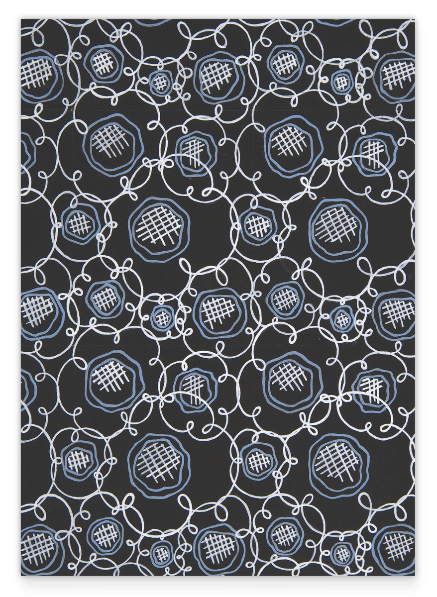Paul Poiret zugeschrieben - Stoffdesign mit abstrakten Blumen & Rauten