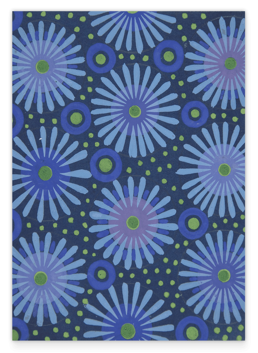 Paul Poiret zugeschrieben - Textil-Design mit Blumen, Kreisen und Punkten