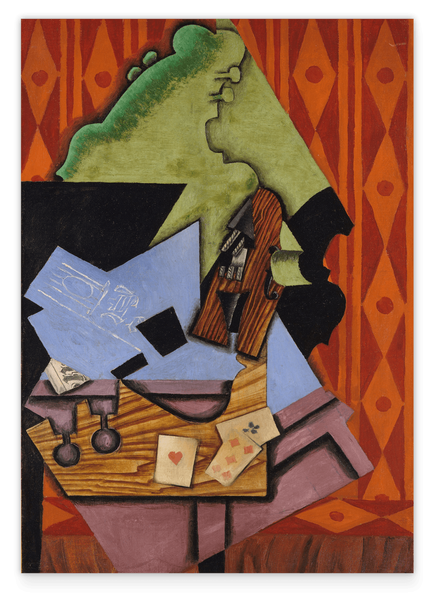 Juan Gris - Violine und Spielkarten auf einer Tabelle