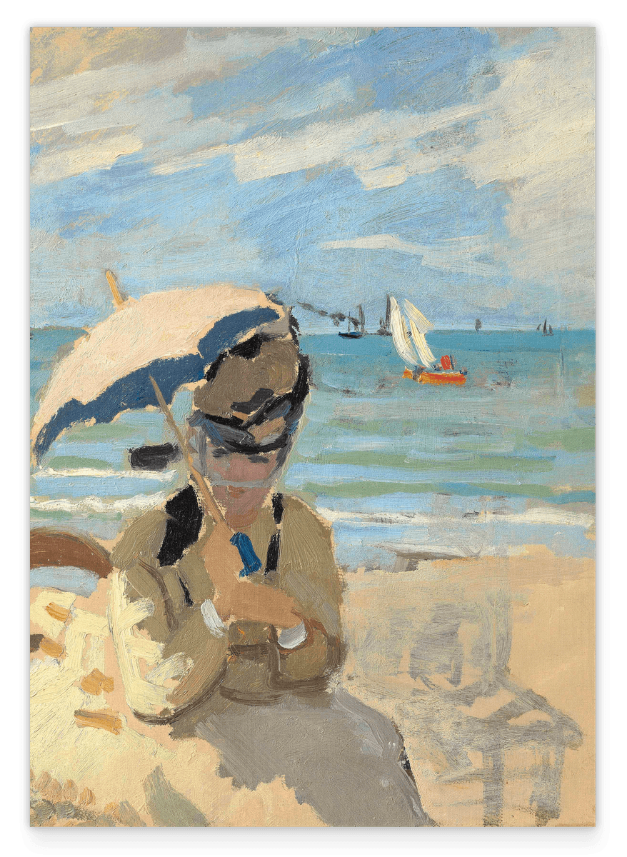 Claude Monet - Camille sitzt am Strand von Trouville