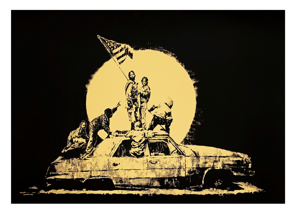Amerika USA, Street-Art Banksy - Moderner Kunstdruck - Perfekt als Geschenk, Wohnzimmer, Inneneinrichtung Deko