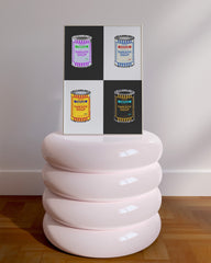 After Hover: Banksy Dose - Tomato Soup Kollage in Schwarz-Weiß - Pop Art Kunstdruck Modern Street-Art