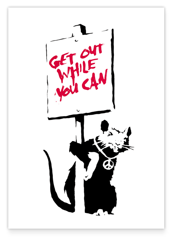 Banksy Hip Hop Ratte - Modern Street-Art Mit Message- Kunstdruck Klein bis Groß XXL - Geschenk Wohnzimmer, Schlafzimmer
