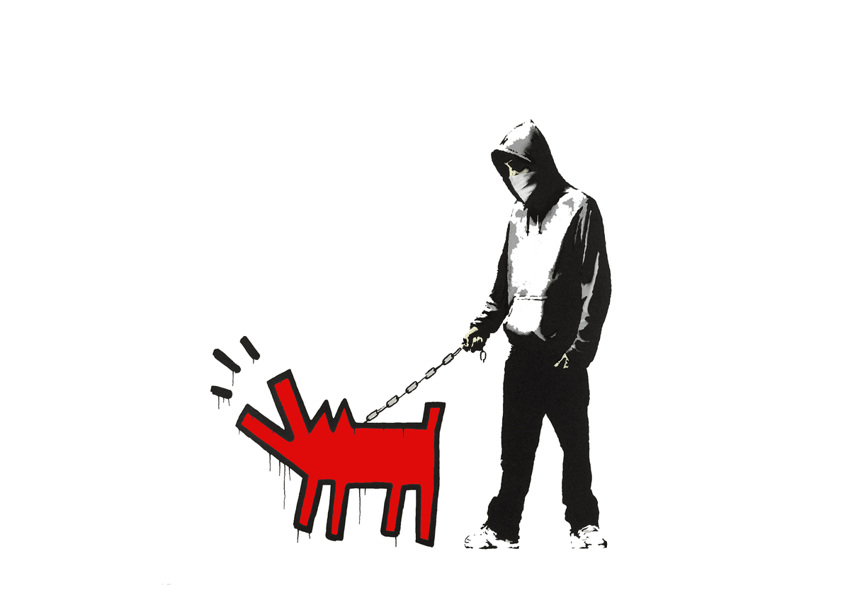 Banksy Keith Haring - Barking Dog, Pop Art Modern Street Art, Art Print Small to Large XXL - Living Room, Bedroom