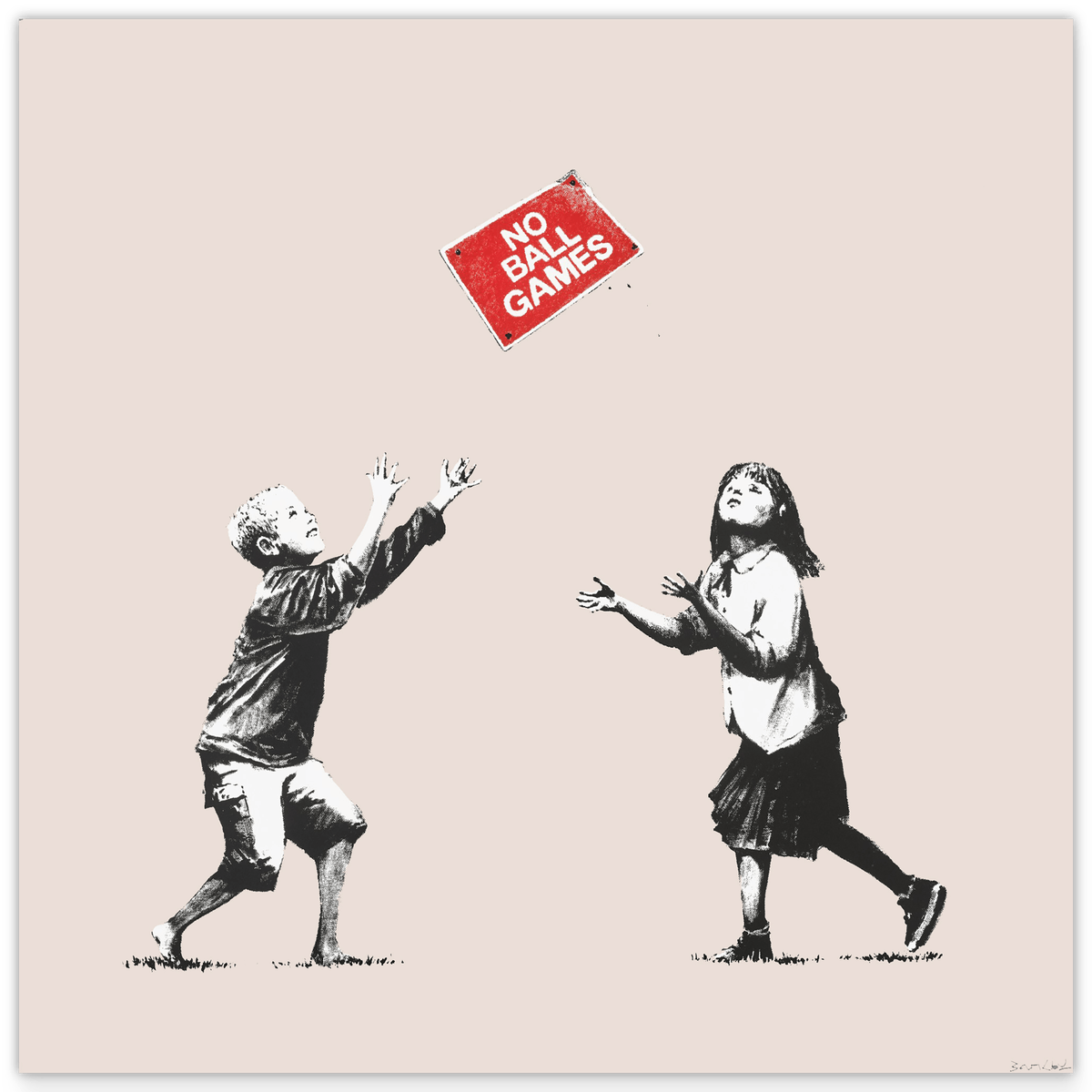 Banksy Kinder Spielen Mit Verbotsschild, Pop-Art Modern Street-Art - Kunstdruck Klein bis Groß XXL - Geschenk