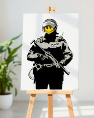 After Hover: Banksy Polizei - Police Smiley - Modern Street-Art - Moderner Kunstdruck Klein bis Groß XXL - Geschenk Wohnzimmer, Schlafzimmer