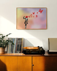 After Hover: Banksy Schmetterlinge - Nicht Aufgeben, Motivation, Mut, Durchhaltevermögen Pop-Art Modern Street-Art Kunstdruck