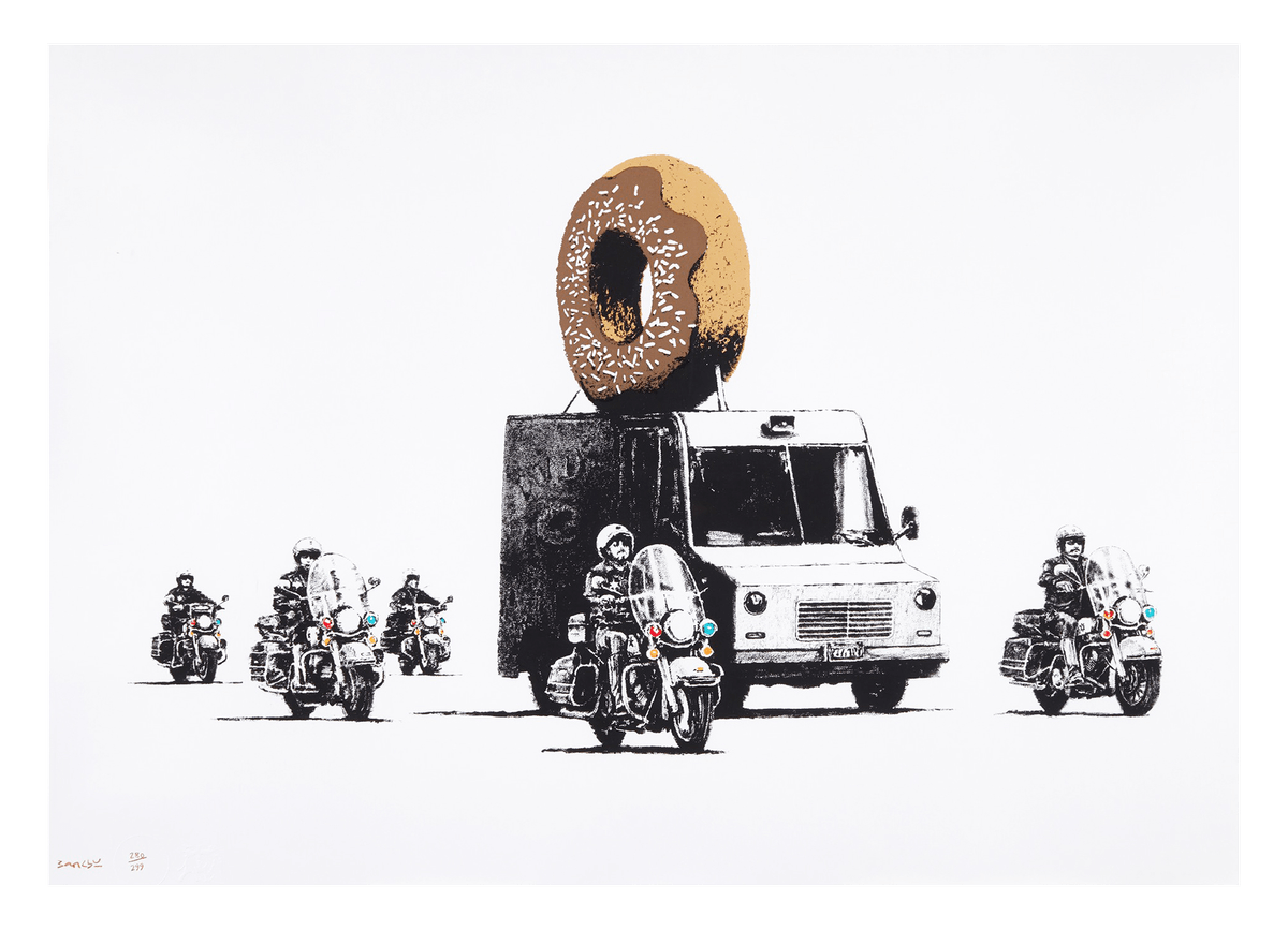 Donut and Bodyguards, Banksy Street Art - Modern Art Print - Living Room, Interior Design Decor