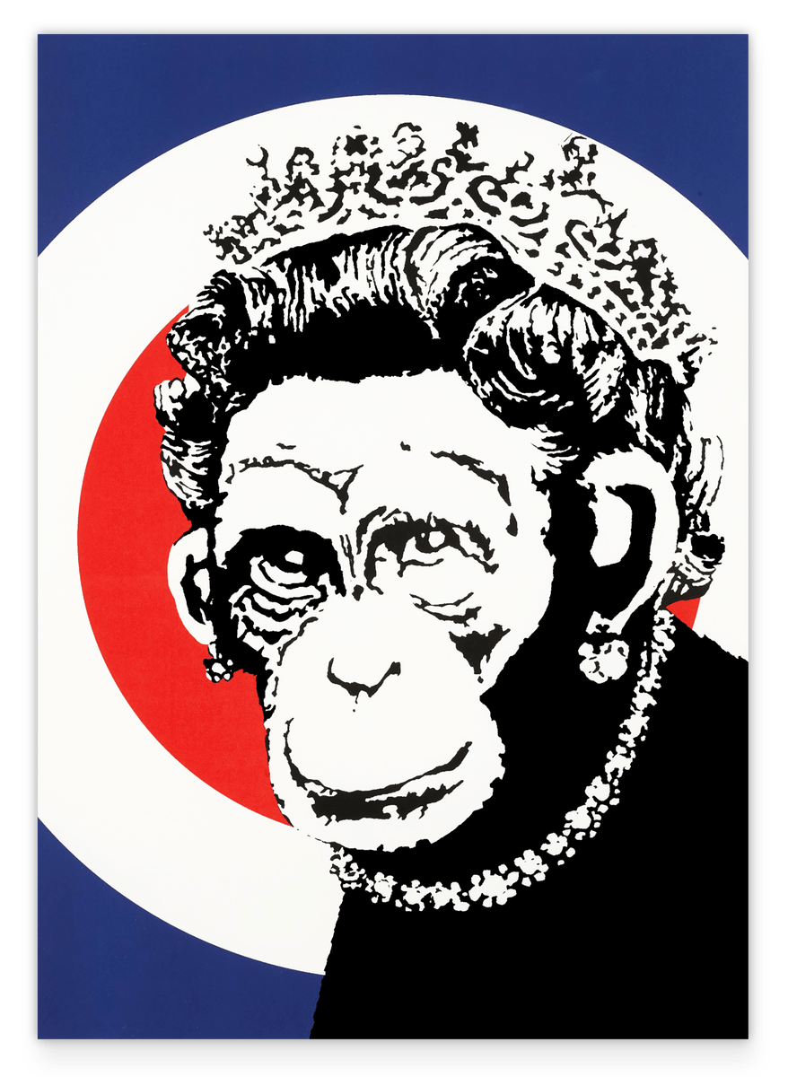 Queen UK England, Street Art Banksy Great Britain - Modern Art Print - Living Room, Interior Design Decor