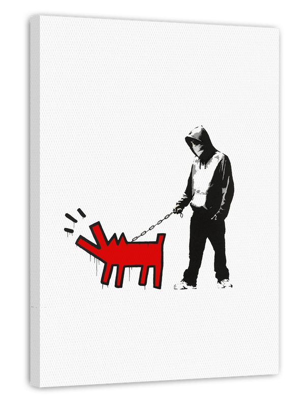 Banksy Keith Haring - Bellender Hund, Pop-Art Modern Street-Art, Kunstdruck Klein bis Groß XXL - Wohnzimmer, Schlafzimmer