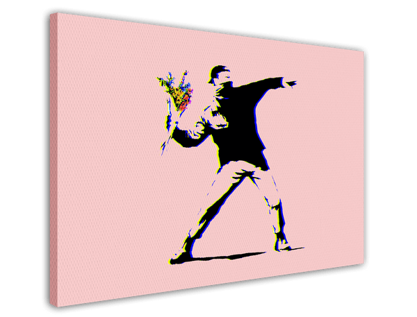 Banksy Mann wirft Blumen Activism - Modern Street-Art - Moderner Kunstdruck Klein bis Groß XXL - Geschenk Wohnzimmer, Schlafzimmer
