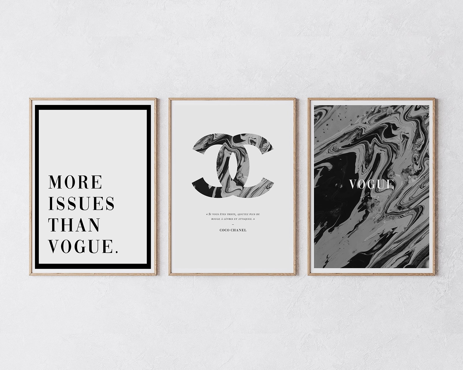 Set of 3 posters: Black and white 